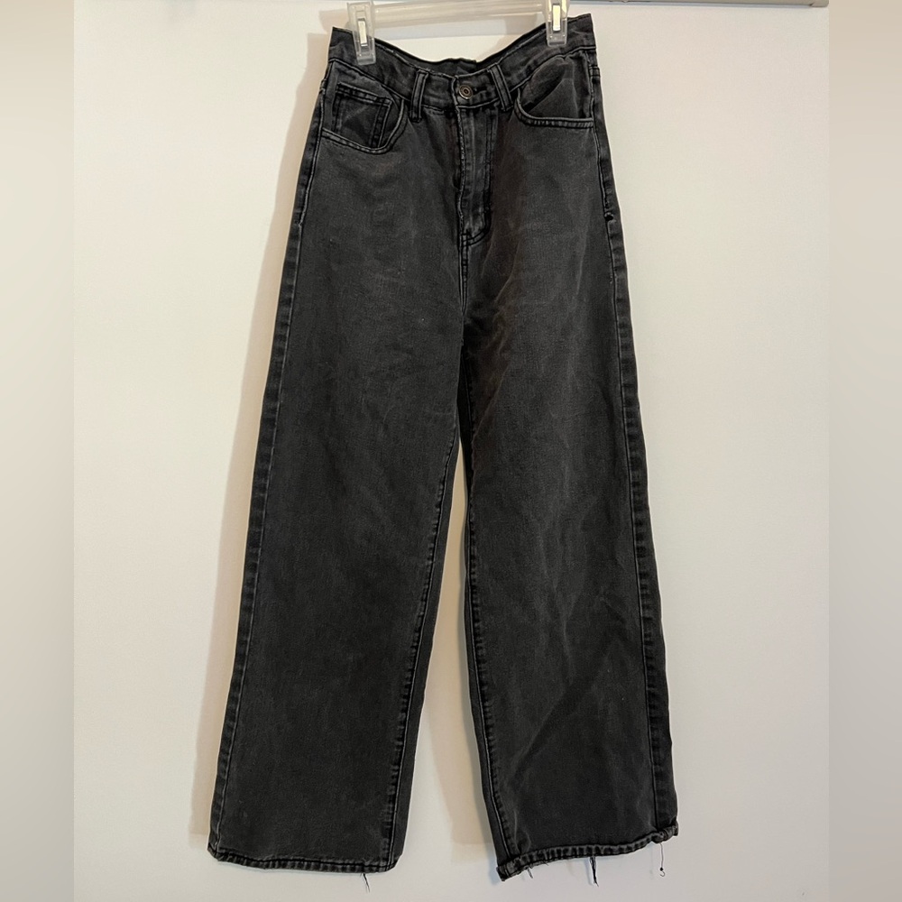 SHEIN Size XS Black Denim Wide Leg High Waisted Jeans
